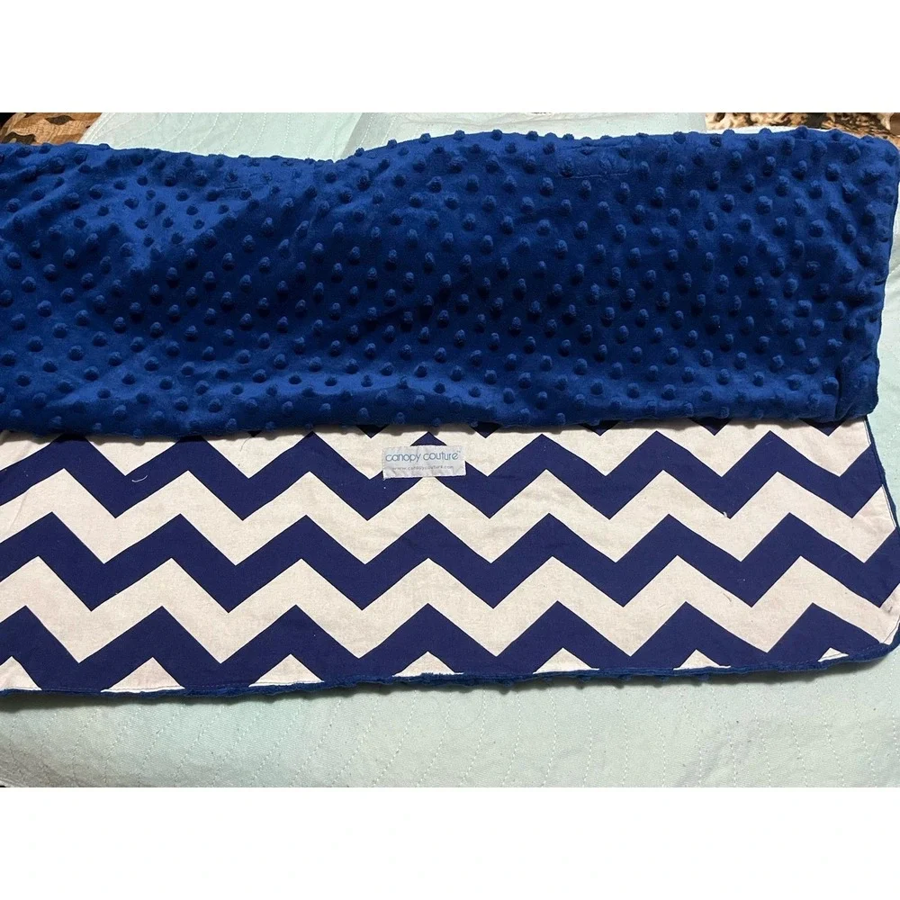 Blue/white Chevron Jagger Canopy Couture Infant Car‎ Sear Cover Minky Fabric